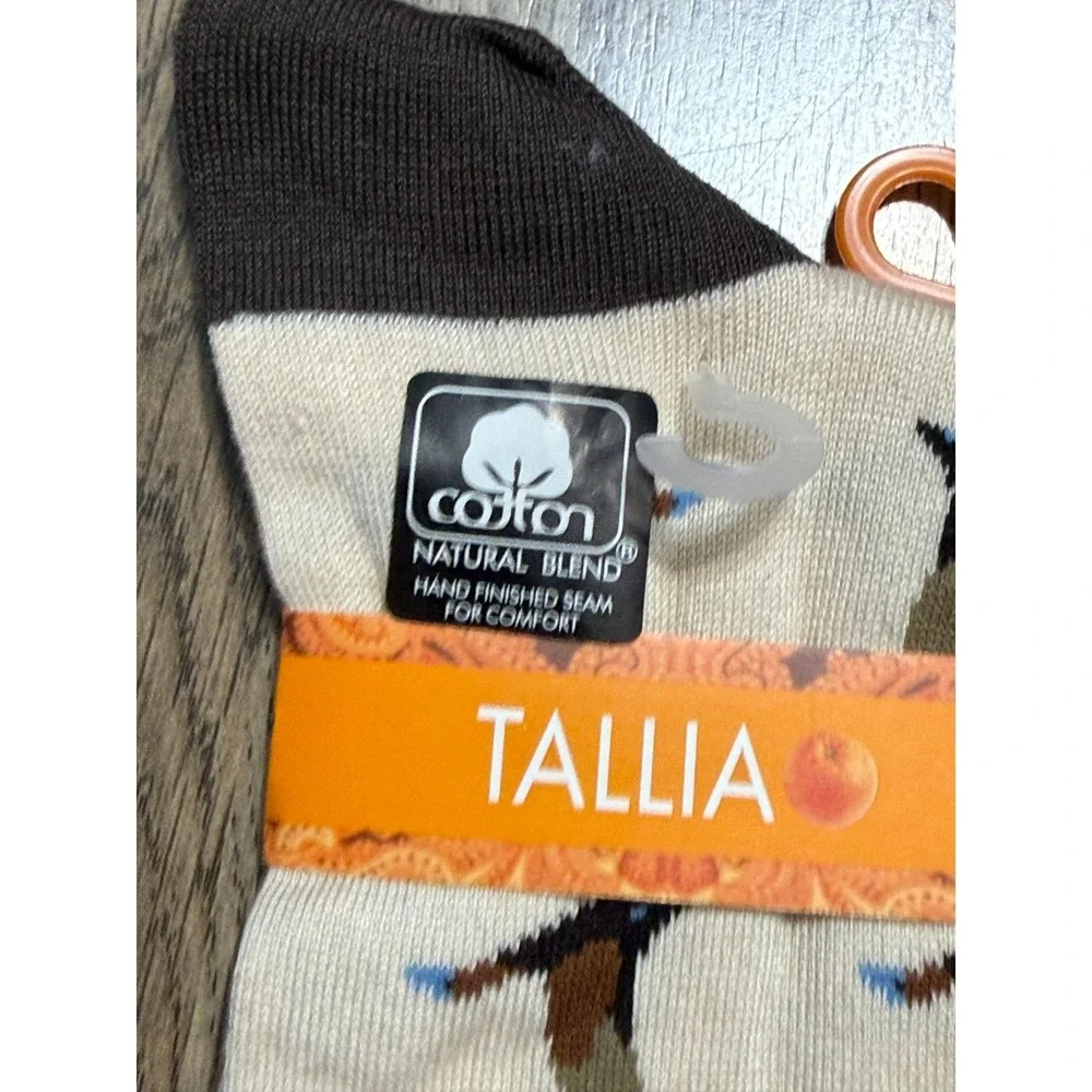 Tallia Socks Men's Size One Size Tan Socks Ducks Stretchy NWT